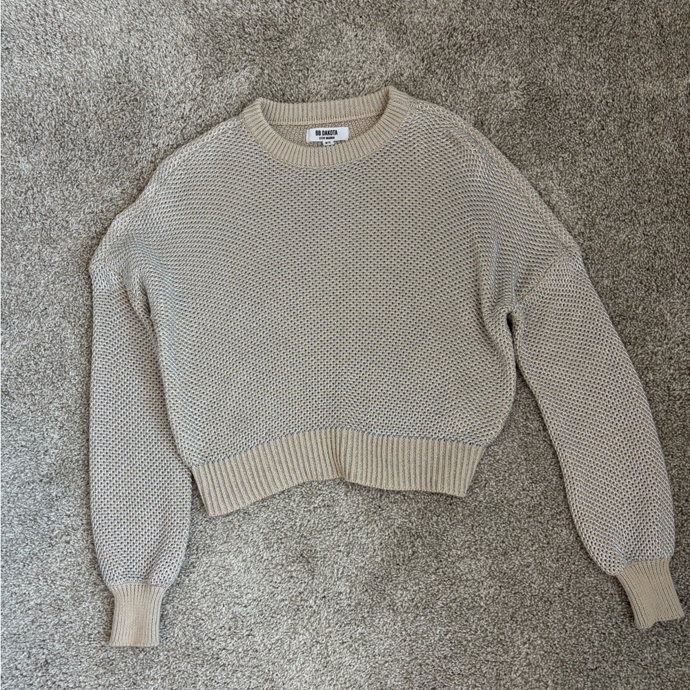 BB Dakota Women's Cream Crew Neck Sweater